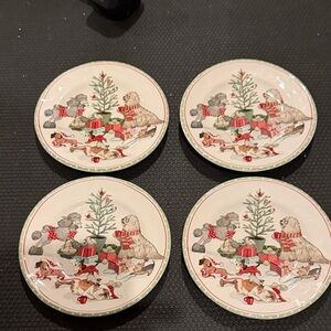 Festive Holiday Dog Plates Set of 4 pier 1